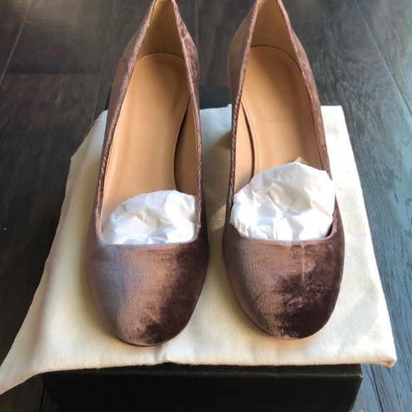 J. Crew Shoes - J Crew lucite heels in ash brown velvet 6.5